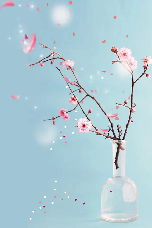 蓝色清新日本樱花节海报