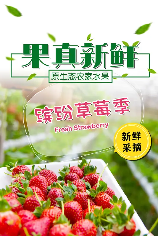 清新草莓海报背景素材