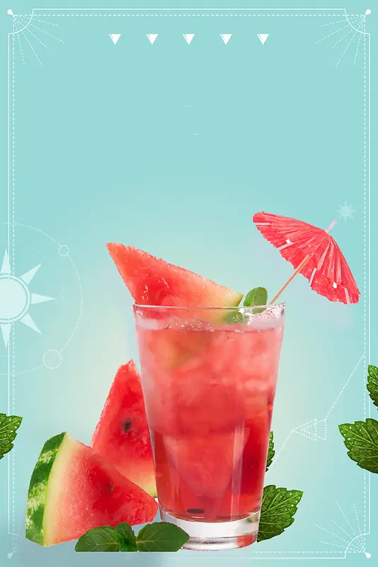 清新西瓜汁饮料海报背景模板