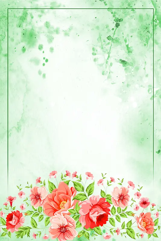 绿色清新花朵妇女节海报背景模板