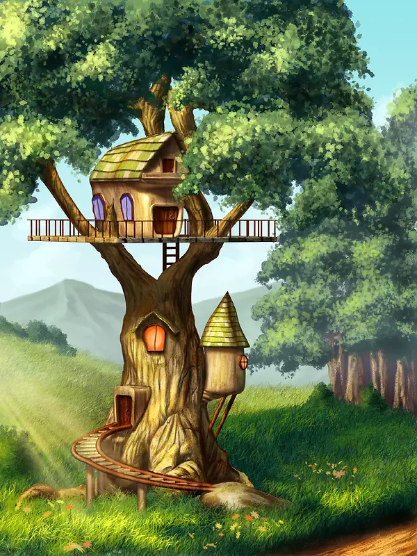 格林童话魔幻树屋背景