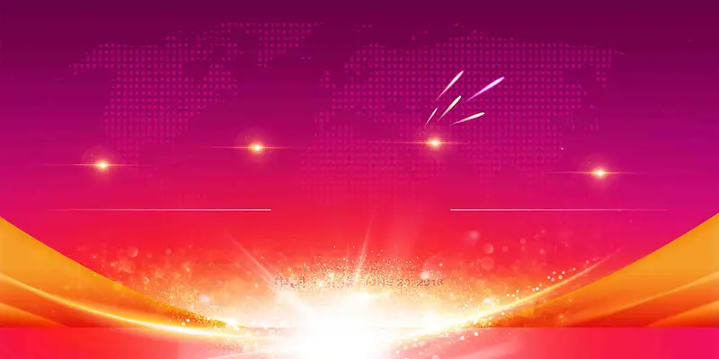 世界地图丝带星光公司活动庆典紫红海报
