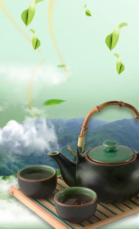 意境品茶早春新茶广告海报背景素材