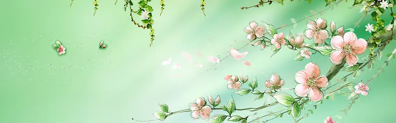 绿色桃花背景图