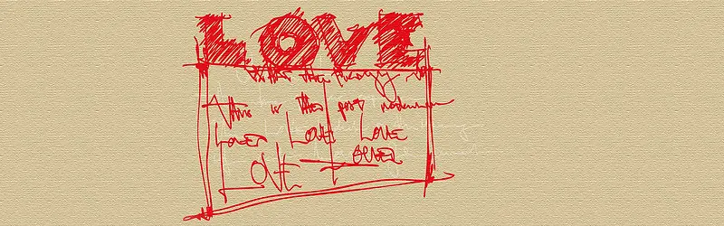 红色涂鸦爱情海报背景