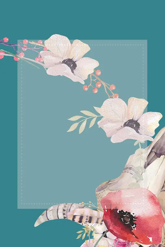 靛蓝素雅时尚商业广告美容美发花朵广告背景