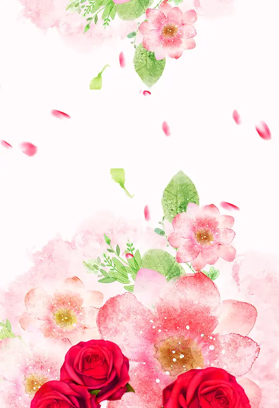 唯美水彩花朵海报背景