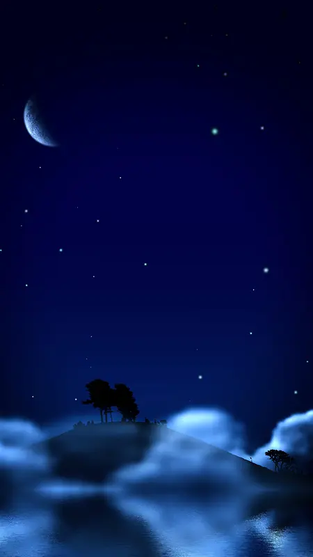 蓝色夜空月亮H5背景
