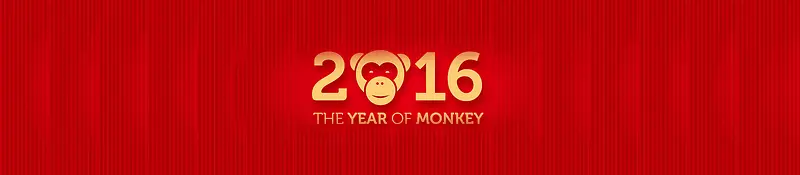 新年猴年2016简约红色线条背景banner