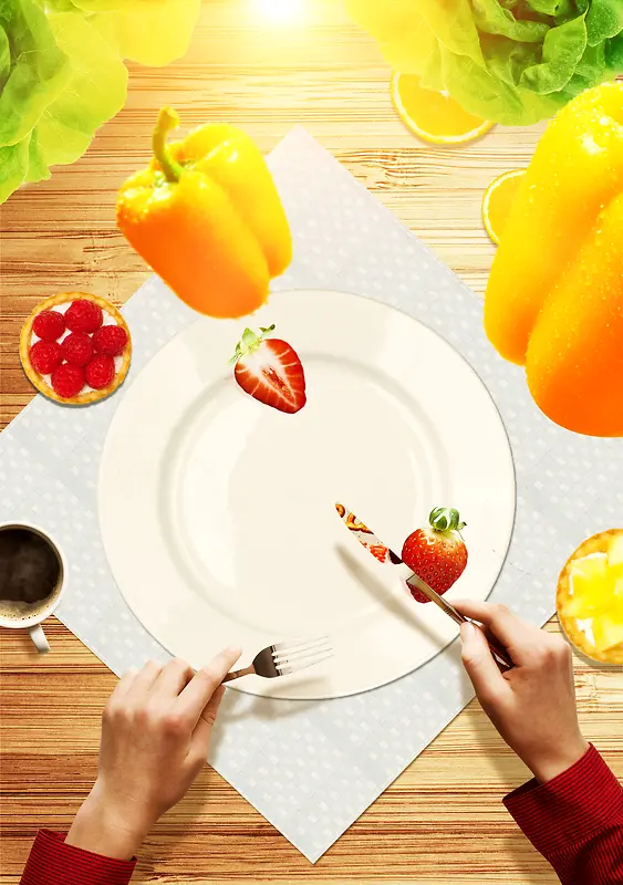 美味营养绿色有机水果蔬菜海报背景素材