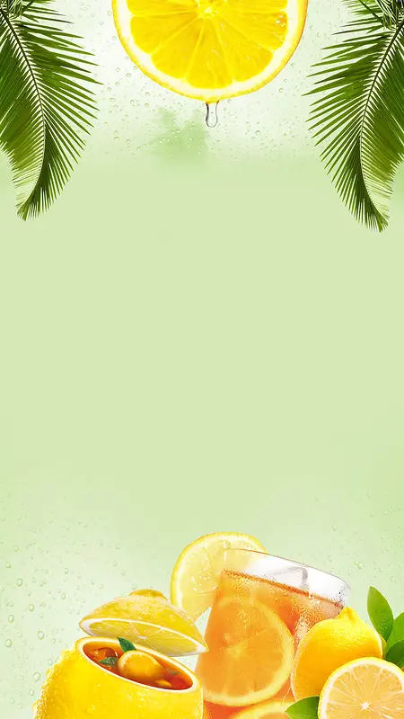 夏日饮品促销柠檬水PSD分层H5背景素材