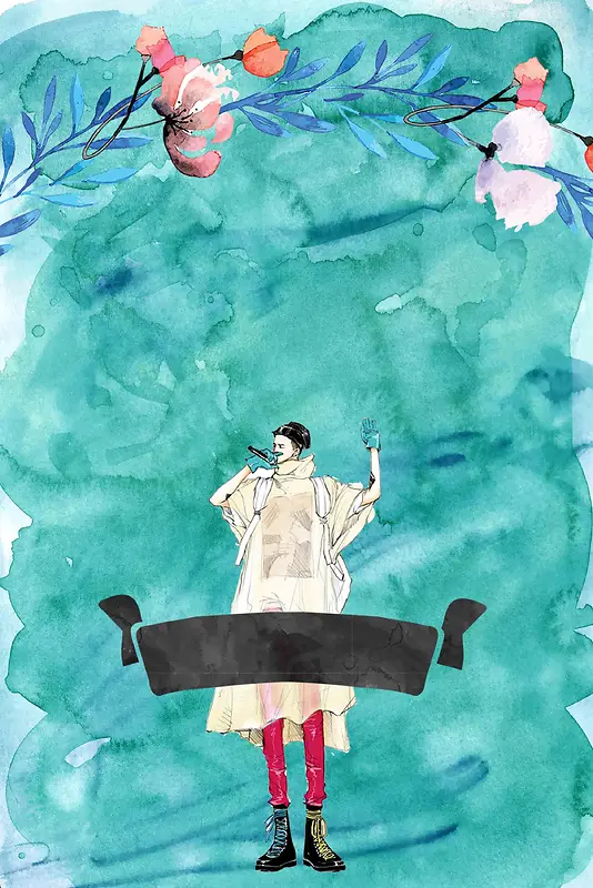 时尚初恋模特男人水墨美妆时尚婚庆广告背景