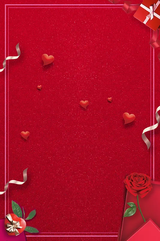 七夕浪漫情人节玫瑰几何红色背景