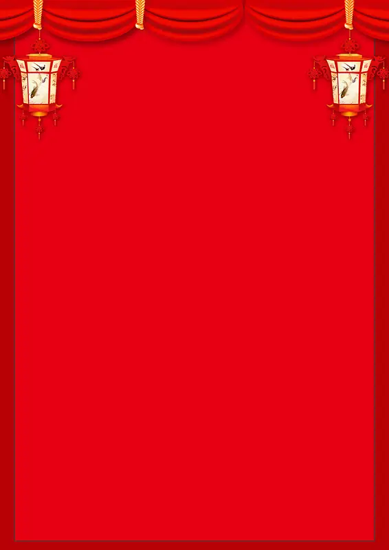 喜庆中国红灯笼简约木纹边框背景