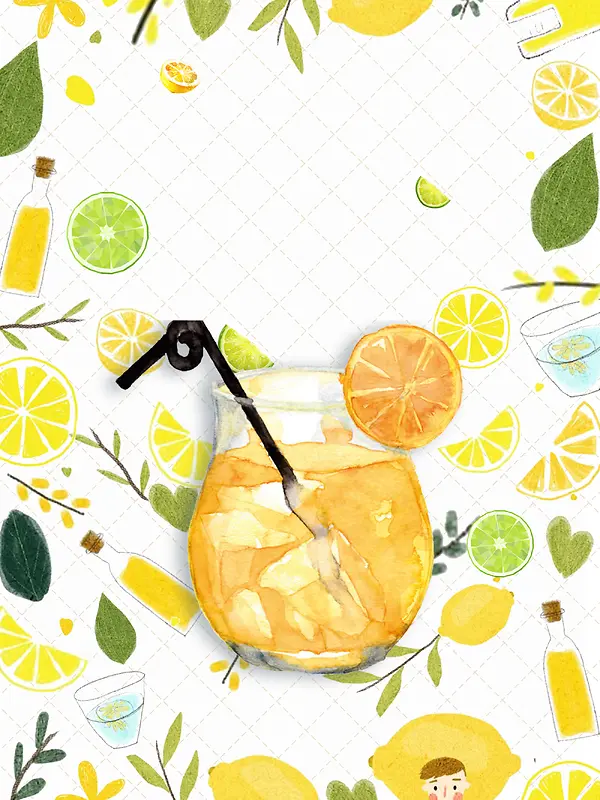 黄色简约清新美食夏日饮料商业海报设计