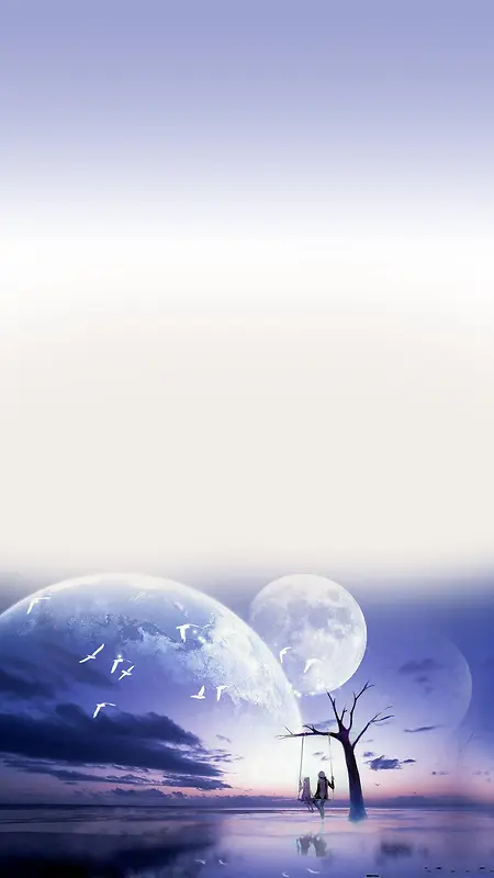 浪漫唯美插画风背景素材