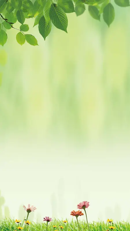 春天绿色清新H5素材背景