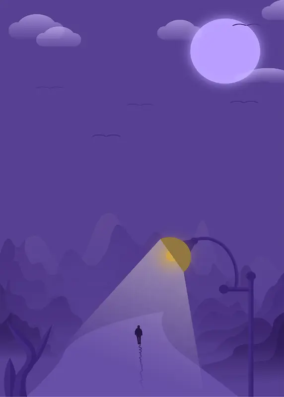 紫色夜幕下的行路人平面广告