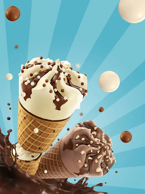夏日甜品冰淇淋促销海报设计背景素材