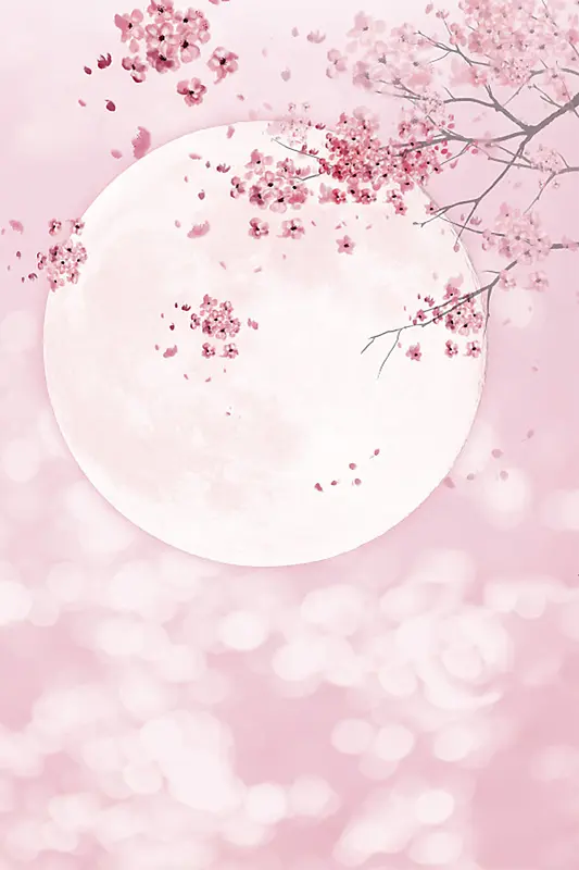 梦幻粉红色花卉月亮广告