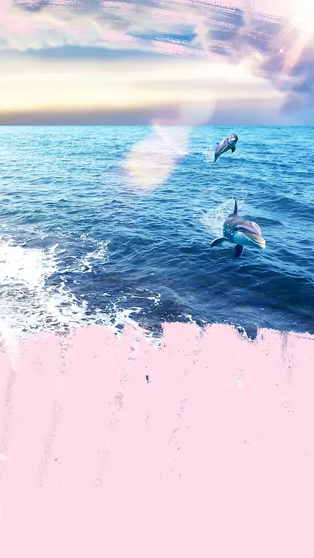 海边自然海洋海豚H5背景素材