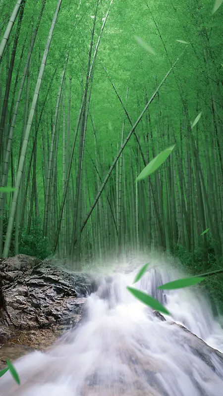 竹林里的溪流H5素材背景