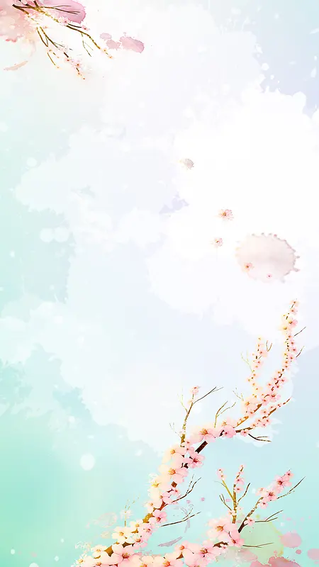 三生三世十里桃花粉色花朵渐变背景素材