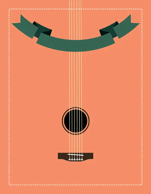 橘色创意吉他背景素材