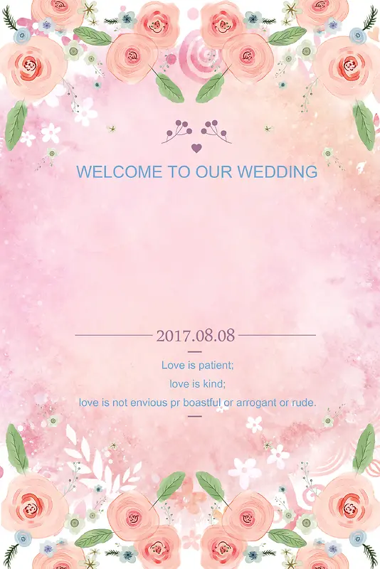 梦幻花卉婚礼海报背景模板