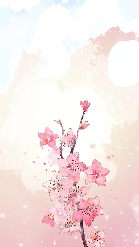 三生三世十里桃花粉色花朵渐变背景素材