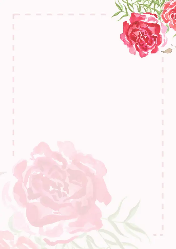 水彩粉红玫瑰菜单广告展板