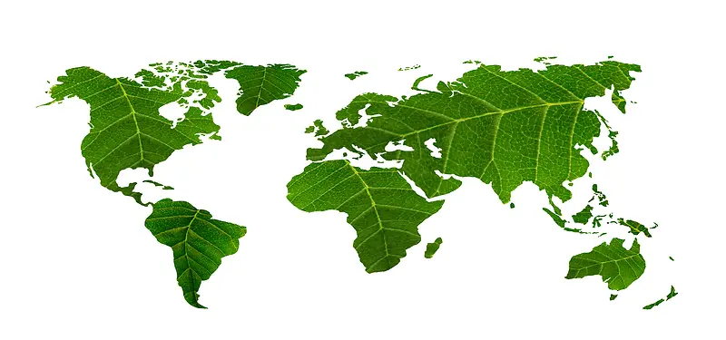 绿色叶子世界地图