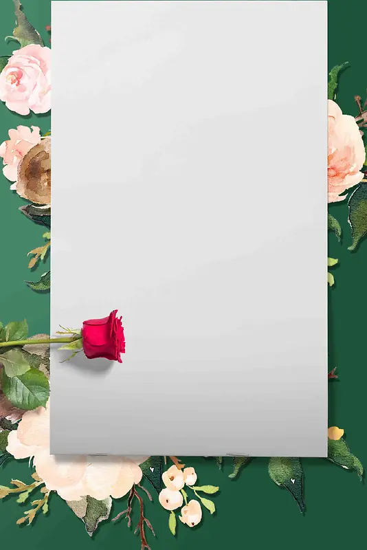 玫瑰红白纸约会广告背景