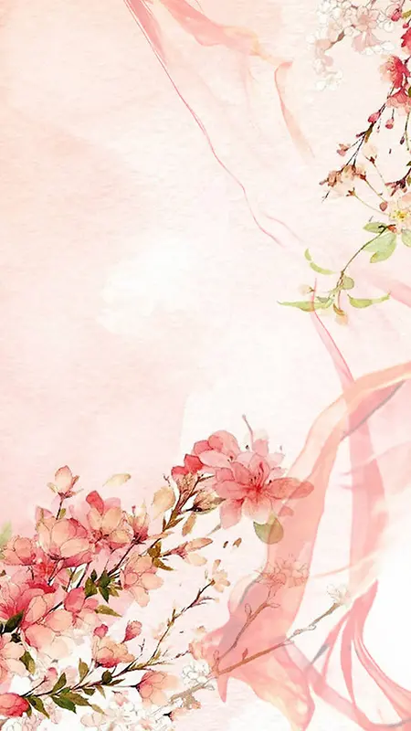 粉色梦幻花朵美妆节手机端H5背景素材
