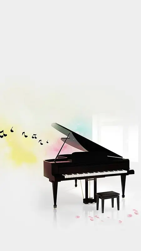 白色钢琴H5背景图