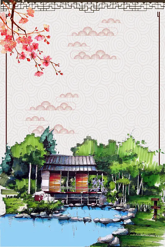 约惠旅游季云南民宿旅行海报psd分层背景