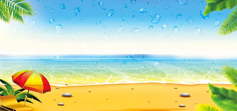 蓝天夏季促销海滩背景