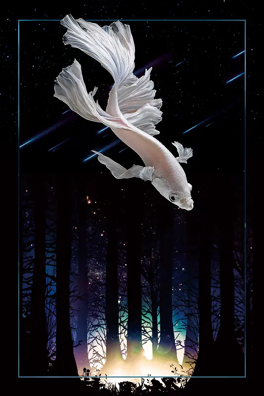 金鱼插画海报背景素材