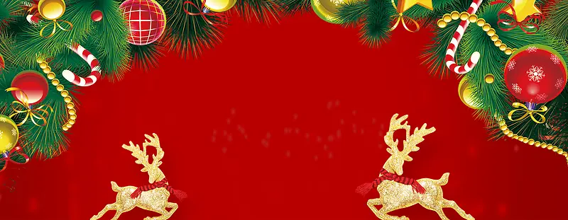 圣诞节小鹿卡通铃铛红色banner
