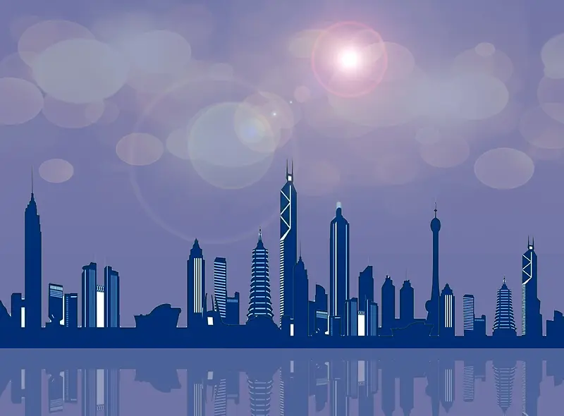 唯美城市光晕海报背景psd