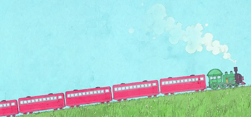 卡通火车手绘背景图