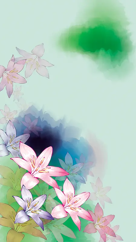 花卉水彩插画H5背景