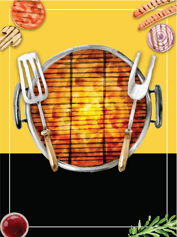 欧式烧烤BBQ海报广告展板矢量背景素材
