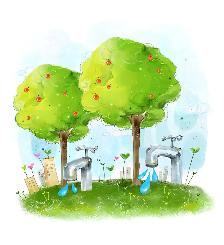 创意手绘节能绿化环保海报背景素材