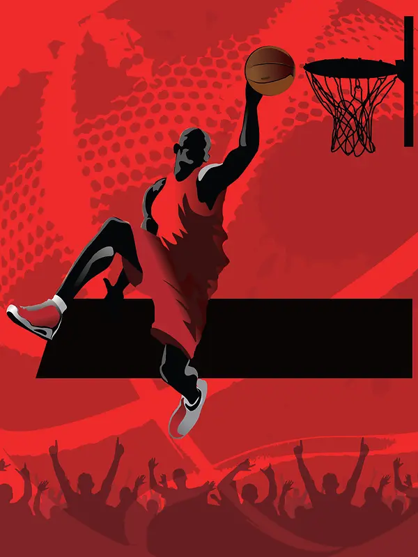 红色手绘炫酷篮球比赛活动海报背景素材