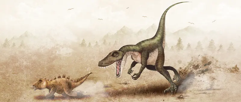 追跑的恐龙插画背景