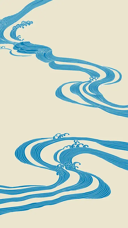河流插画壁纸背景中国风简介h5素材背景