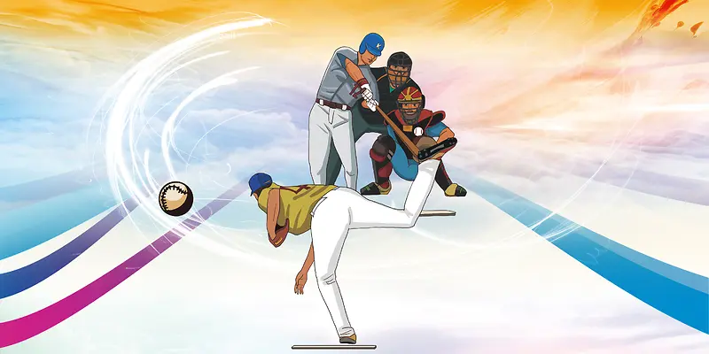 手绘运动员棒球训练招生海报背景素材