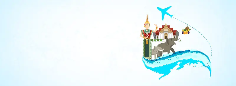 国庆旅游泰国卡通背景