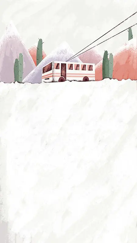 旅程卡通米白色旅程明信片H5背景